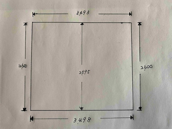 和室の寸法をミリ単位で書いた図面